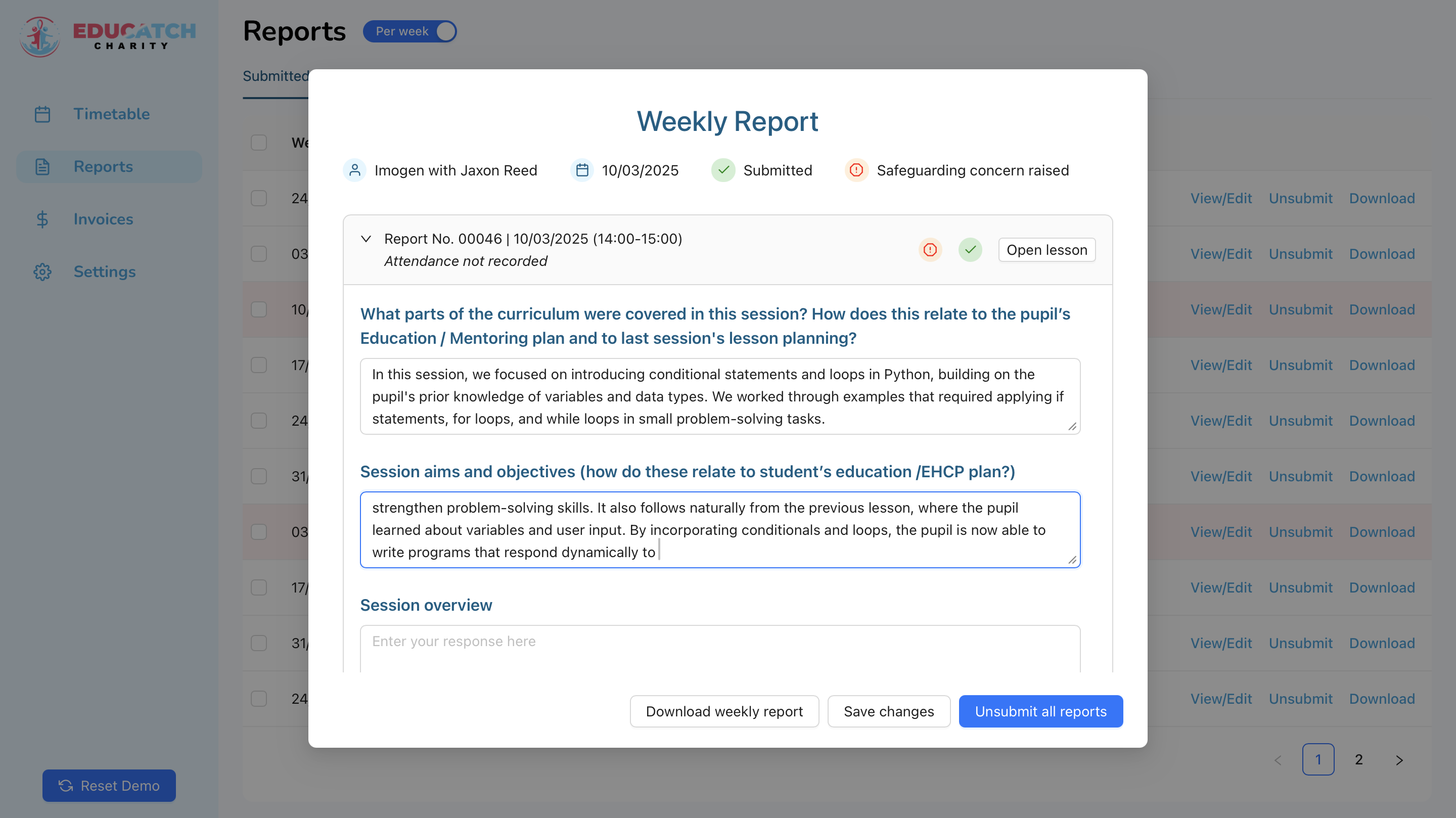 Tutor Management & Analytics Platform - alternate view